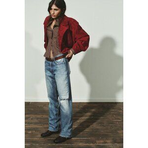 ZARA 100% SUEDE LEATHER JACKET WITH TABS